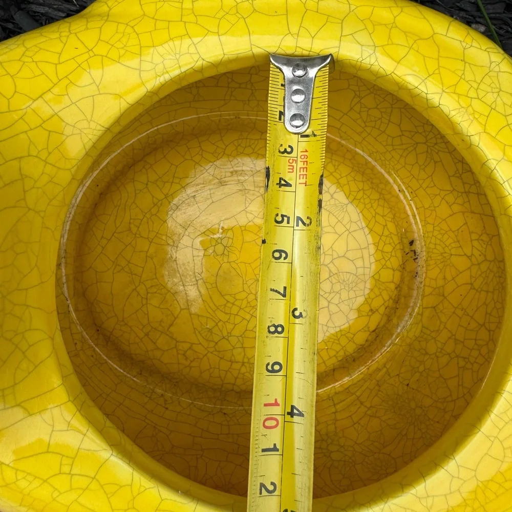 Harry & David Yellow Ceramic Bird Planter - Decorative Bird Feeder/Water Bowl